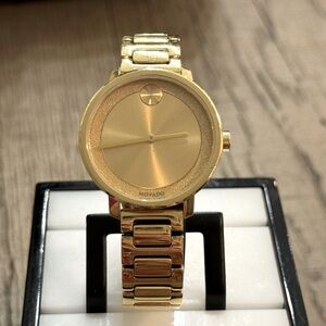 Movado Bold SWISS Quartz Gold Tone Stainless Steel Ladies Watch